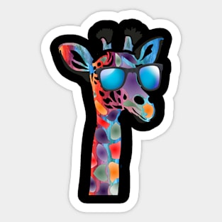 Rainbow Giraffe 2 with sunglasses Sticker